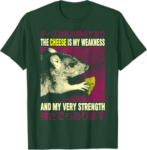 Vintage The Cheese Is My Weakness Japanese Rat T-Shirt - T-Shirt | Forest