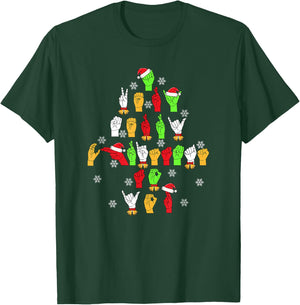 Funny ASL Christmas American Sign Language T-Shirt - T-Shirt | Forest