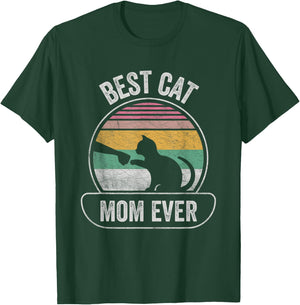 Vintage Retro Best Cat Mom Ever Cat Shirts Gift T-Shirt - T-Shirt | Forest