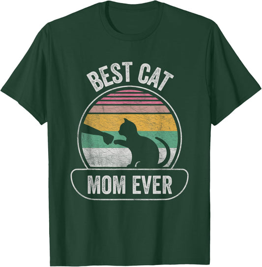 Vintage Retro Best Cat Mom Ever Cat Shirts Gift T-Shirt - T-Shirt | Forest