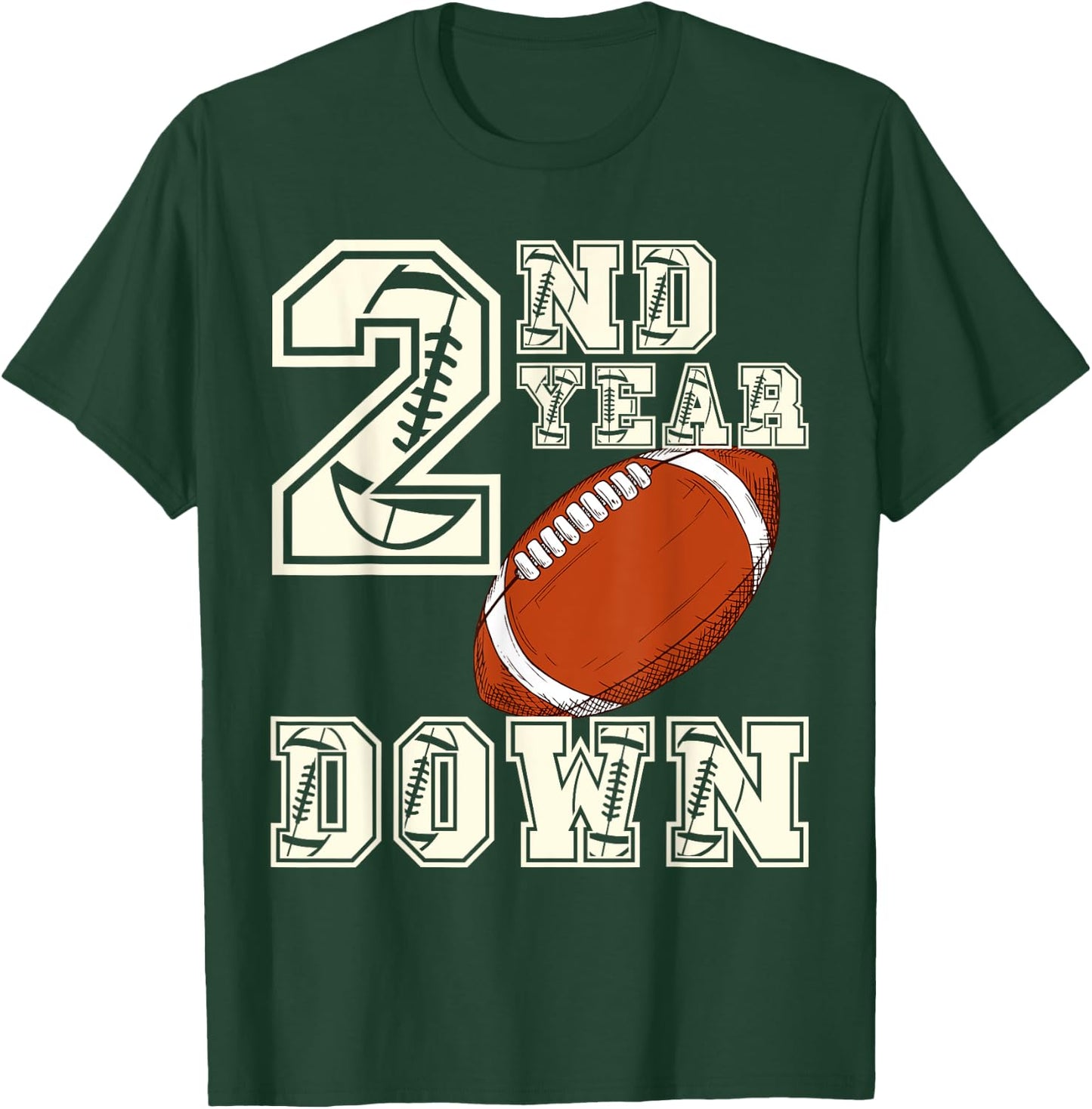Kids 2nd Year Football Fun for Birthday Boys Touchdown T-Shirt - T-Shirt | Forest