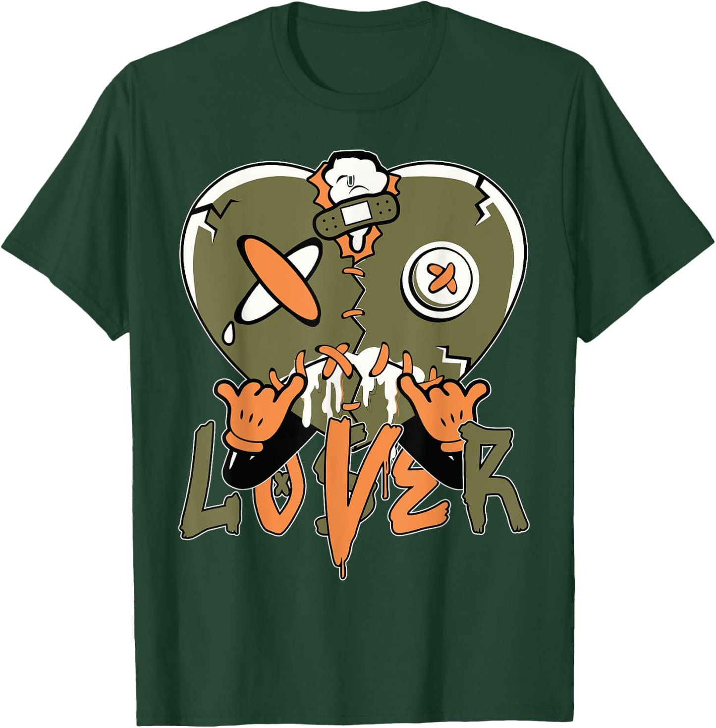 Loser Lover Drip Heart Olive Green 5s Matching Women T-Shirt - T-Shirt | Forest
