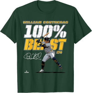 100% Beast William Contreras Milwaukee MLBPA T-Shirt - T-Shirt | Forest