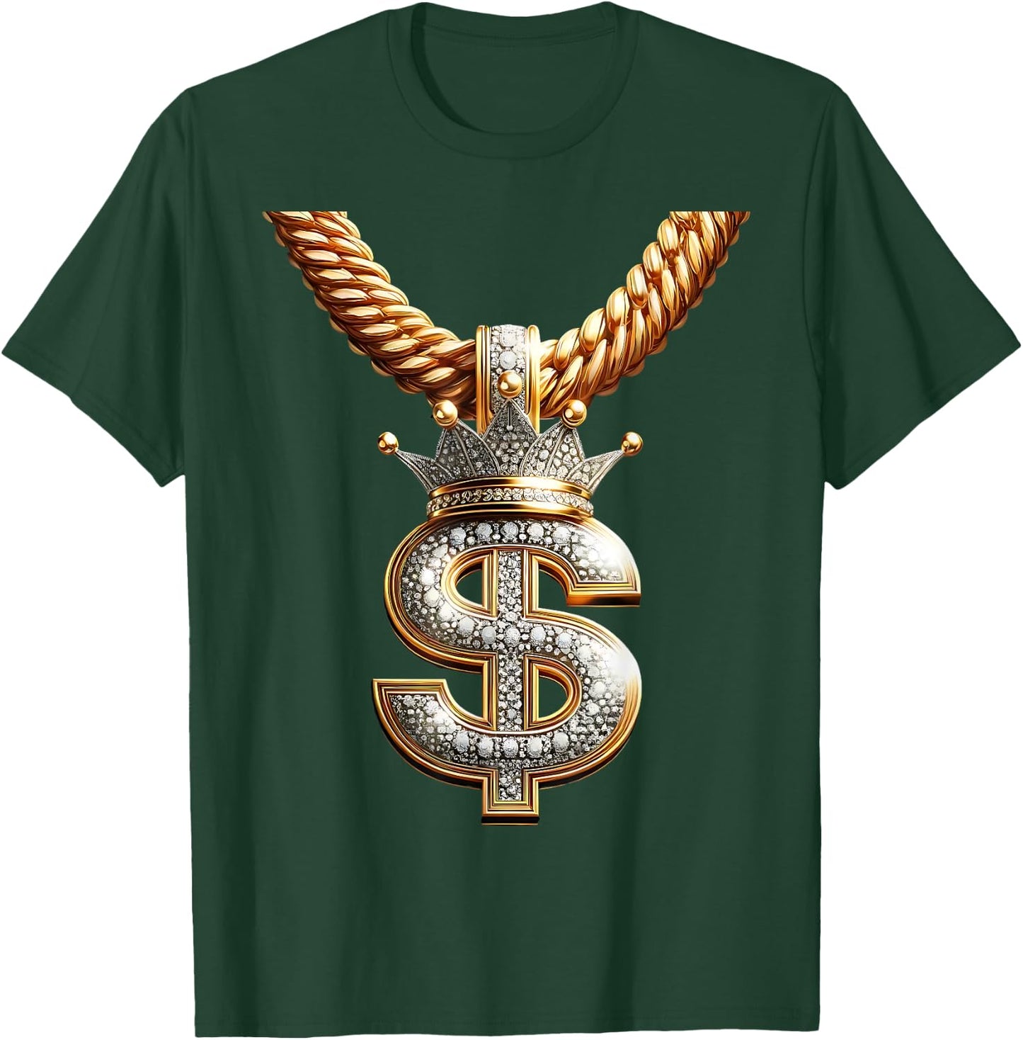 Fancy Gold and Diamond Dollar-Sign Bling T-Shirt - T-Shirt | Forest