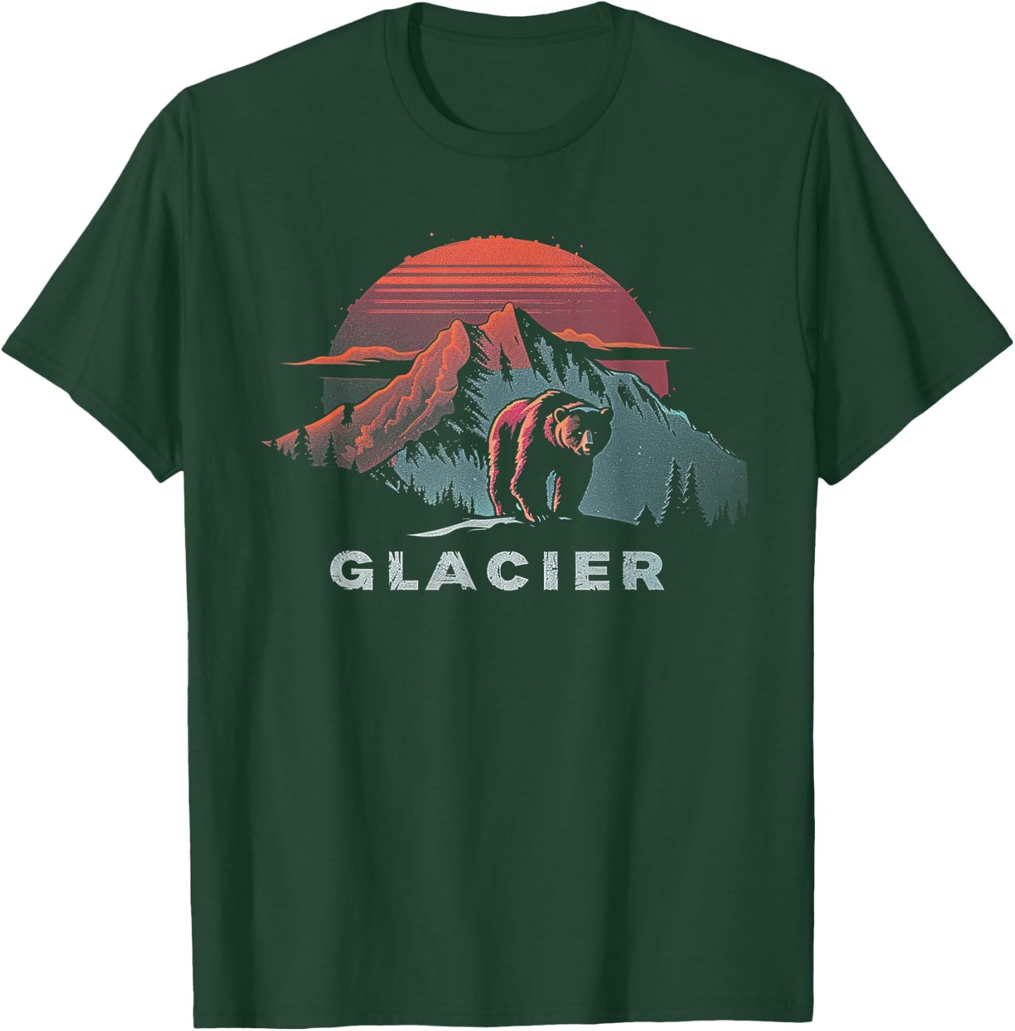 Glacier - US National Park Vintage Men Women Kids Retro T-Shirt - T-Shirt | Forest