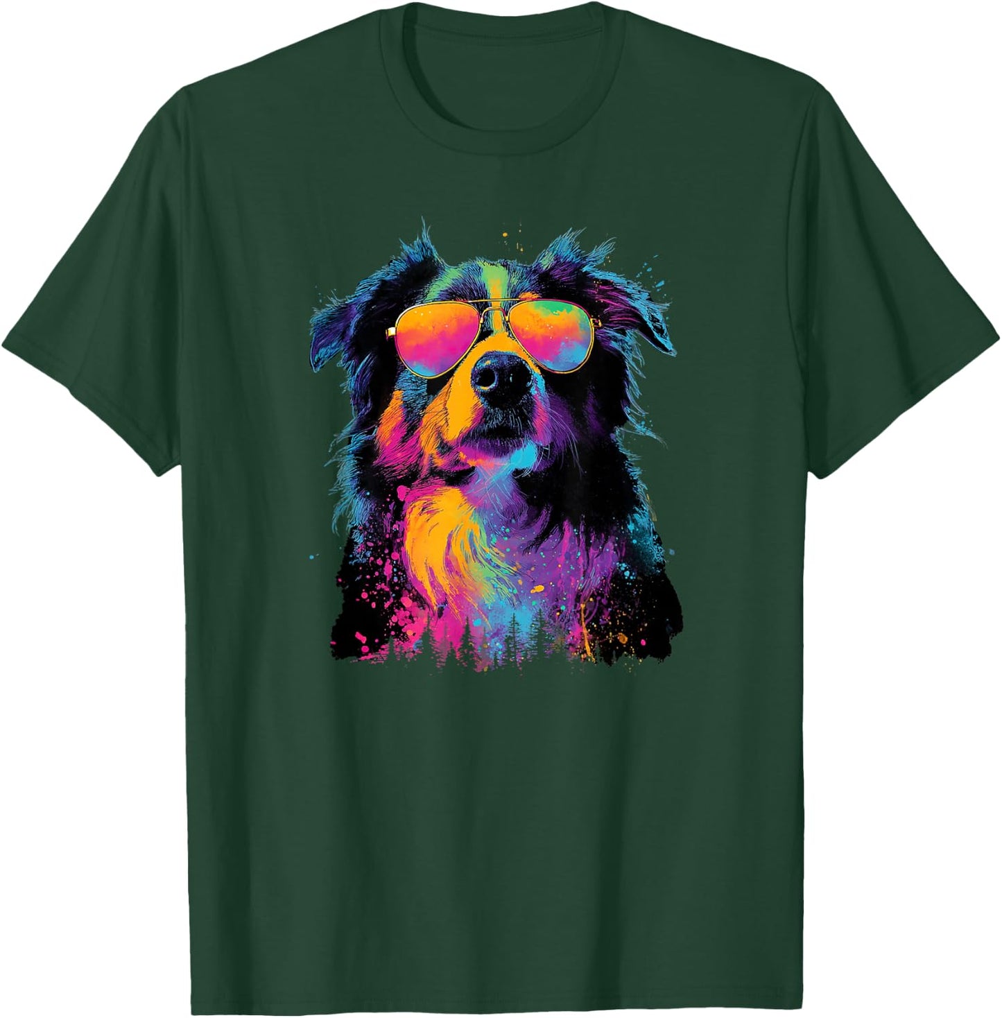 Colorful Australian Shepherd Dad Funny Dog Lover Fathers Day T-Shirt - T-Shirt | Forest