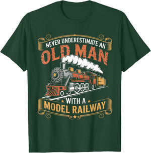 Never Underestimate An Old Man With A Model Railway Train T-Shirt - T-Shirt | Forest