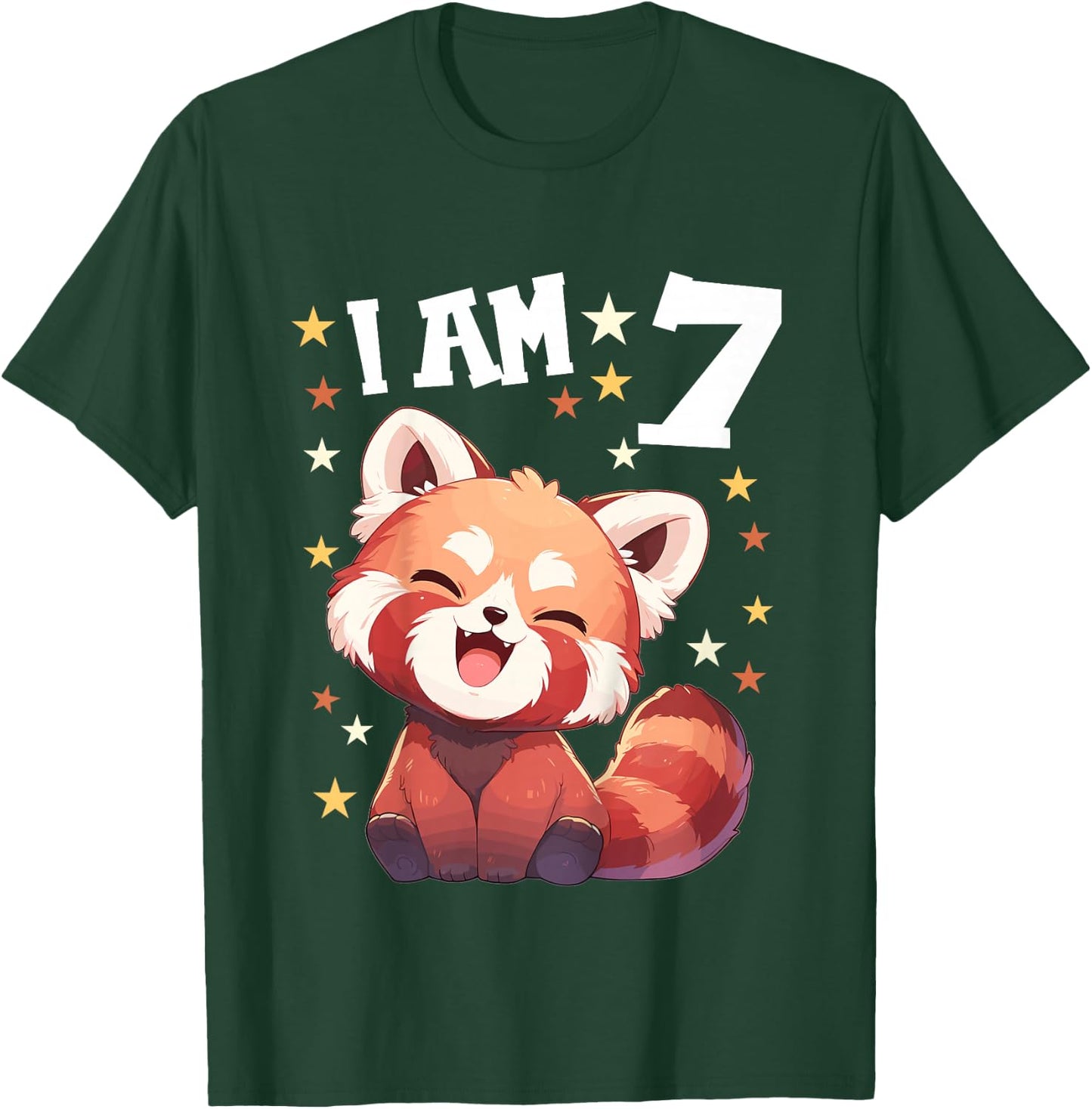 Kids 7 Years old 7 birthday Red Pandas Boy Girl Red Panda T-Shirt - T-Shirt | Forest