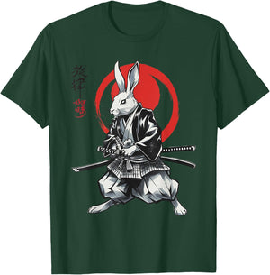 Samurai Ronin Rabbit Ukiyo Ink Warrior Japanese Rabbit Art T-Shirt - T-Shirt | Forest