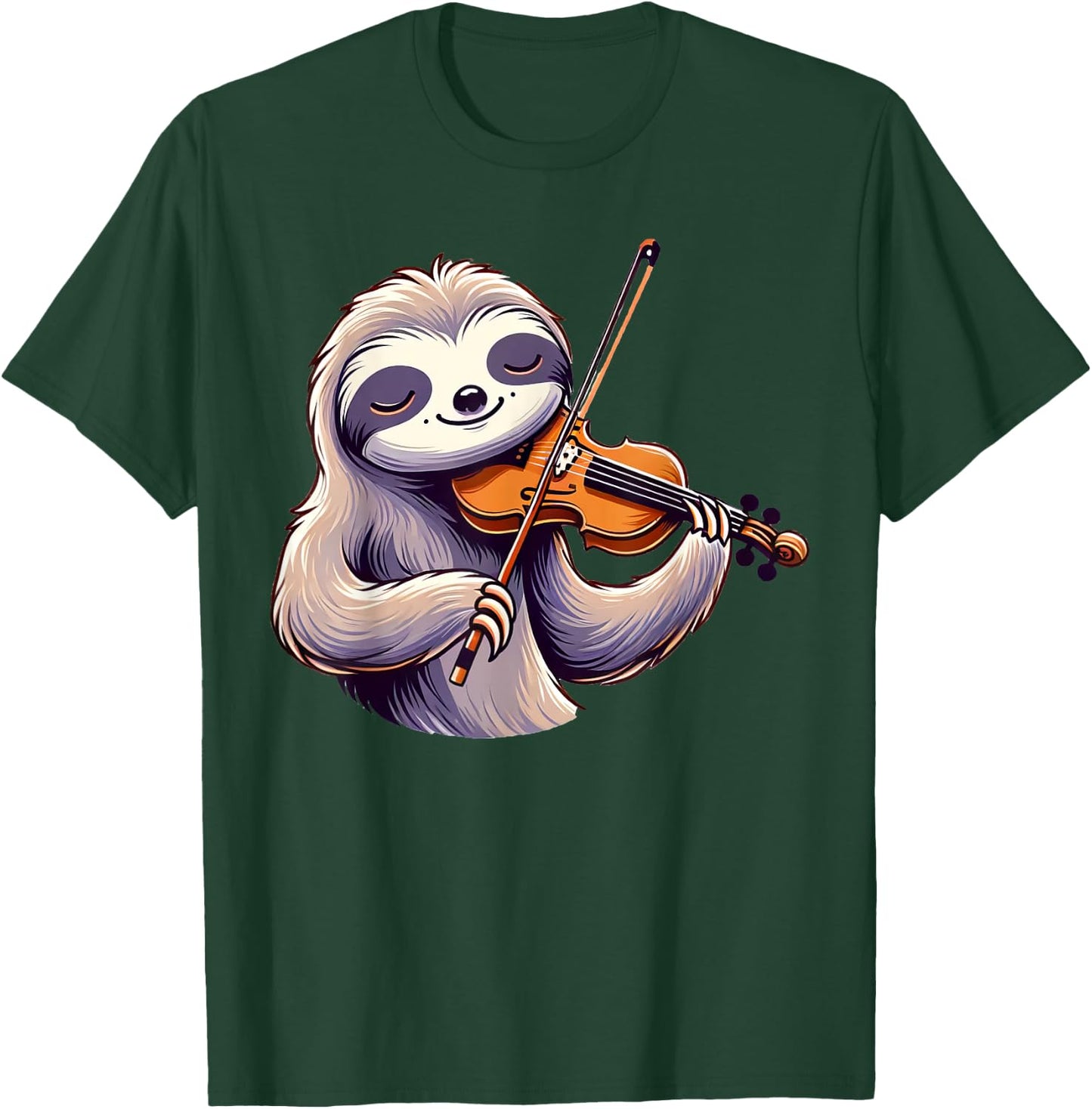 Cute Sloth Playing Violin Sloths Musician Music T-Shirt - T-Shirt | Forest