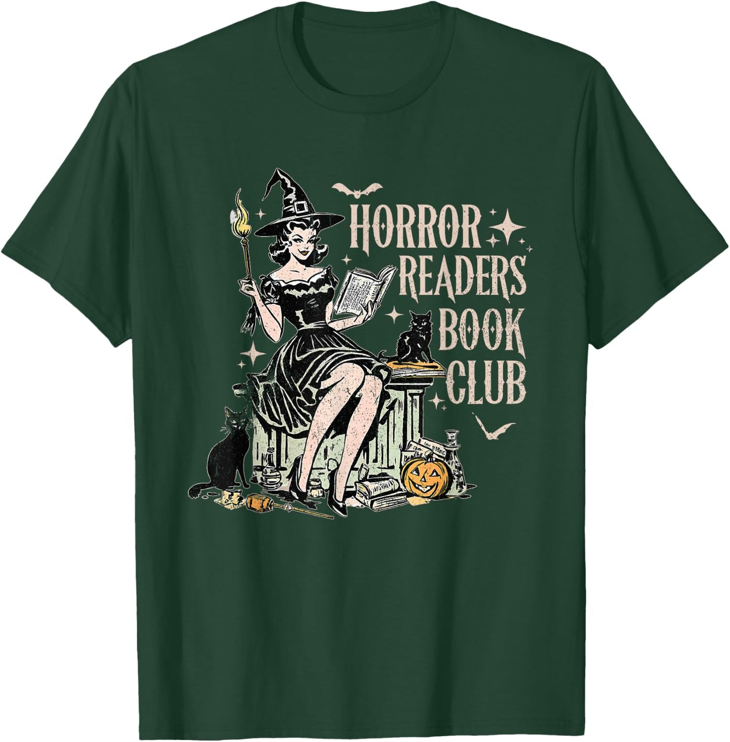 Funny Retro Scary Horror Readers Book Club Spooky Halloween T-Shirt - T-Shirt | Forest