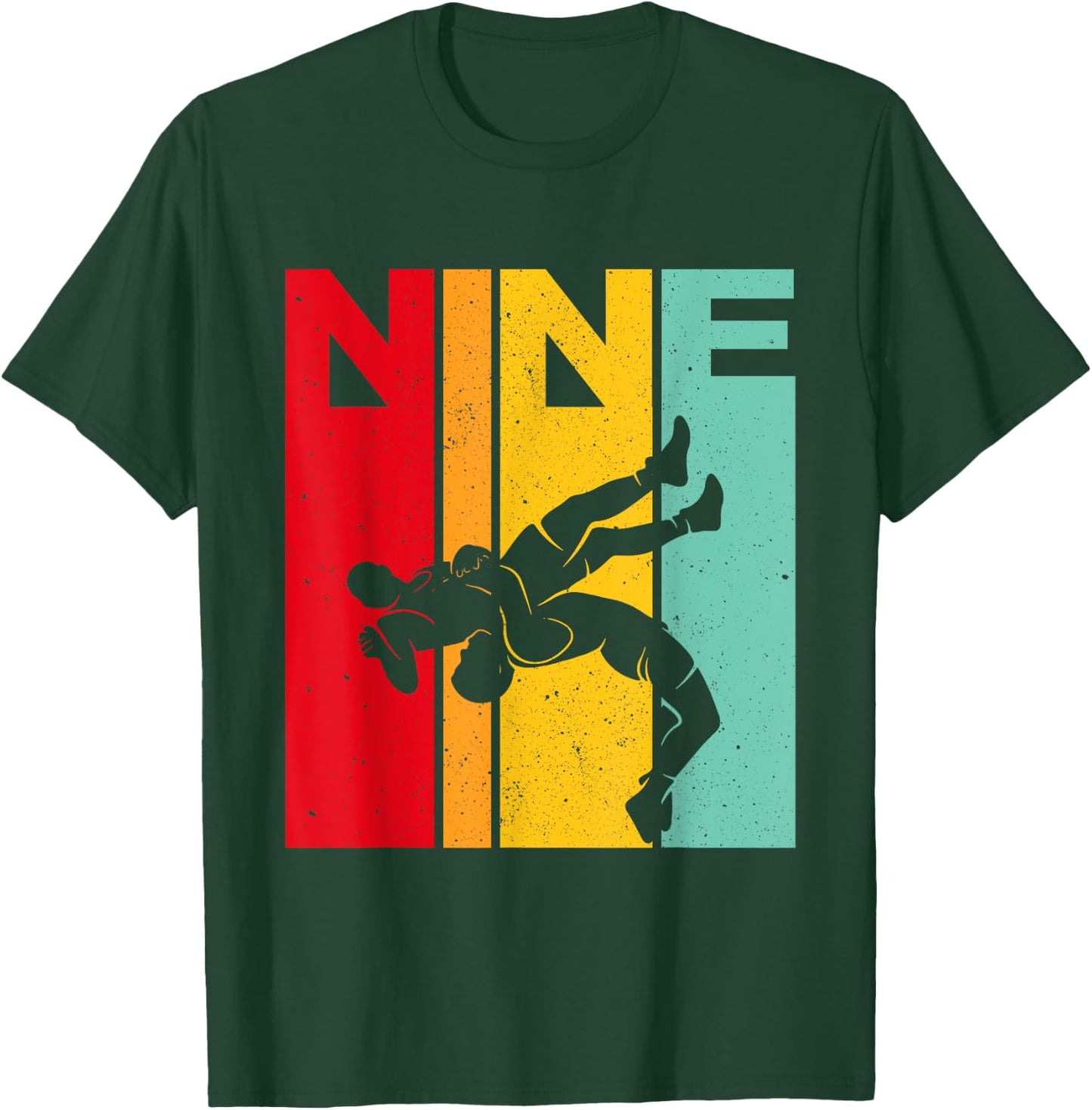 9th Retro Wrestling Theme 9 Year Old Kids Birthday T-Shirt - T-Shirt | Forest