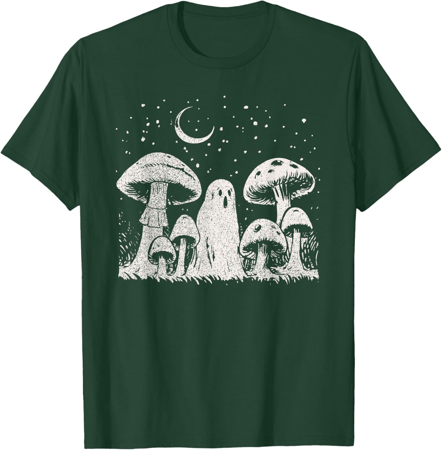 Halloween Mushroom Ghost Vintage Grunge 90 Aesthetic Graphic T-Shirt - T-Shirt | Forest