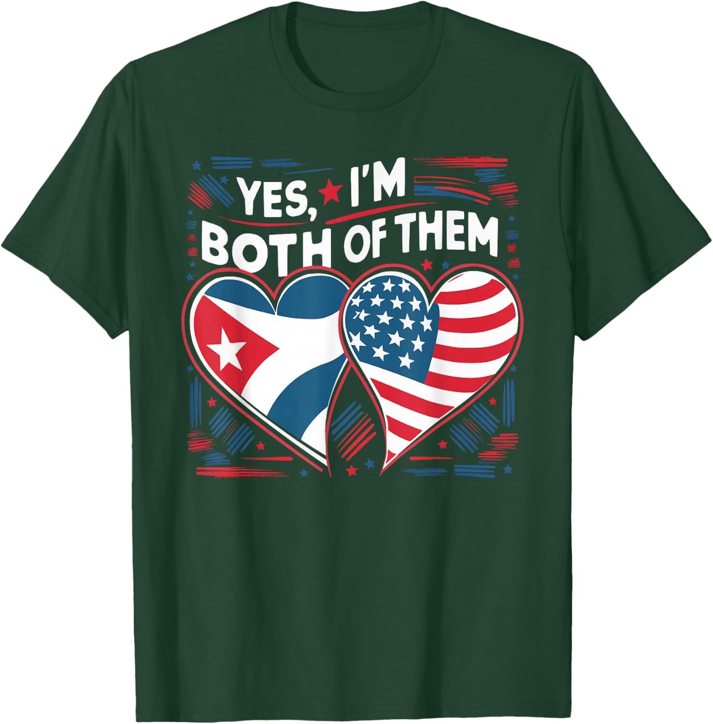 Half Cuban Half American USA Flag Cuba America T-Shirt - T-Shirt | Forest