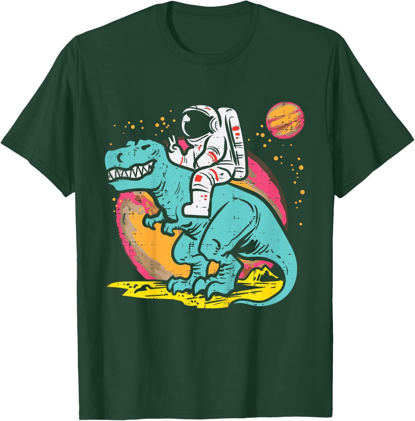 Kids Astronaut On Trex Dino Peace Space Toddler Boys Kids Youth T-Shirt - T-Shirt | Forest
