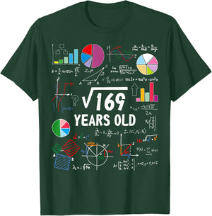 Square Root of 169 13th Birthday 13 Year Old Math Nerd T-Shirt - T-Shirt | Forest
