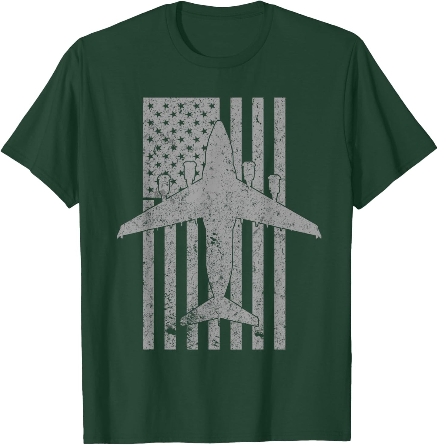 C-17 Globemaster Military Transport Airplane Flag T-Shirt - T-Shirt | Forest