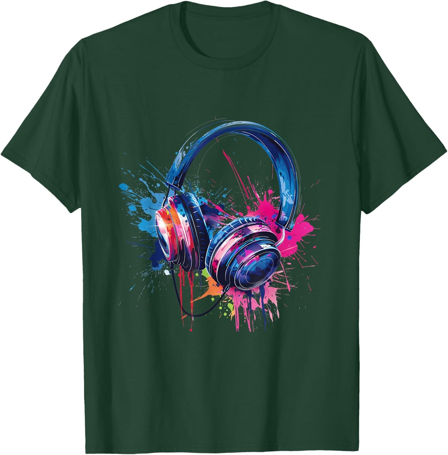 Headphones Music DJ EDM Music Headphones Music Lover Splash T-Shirt - T-Shirt | Forest
