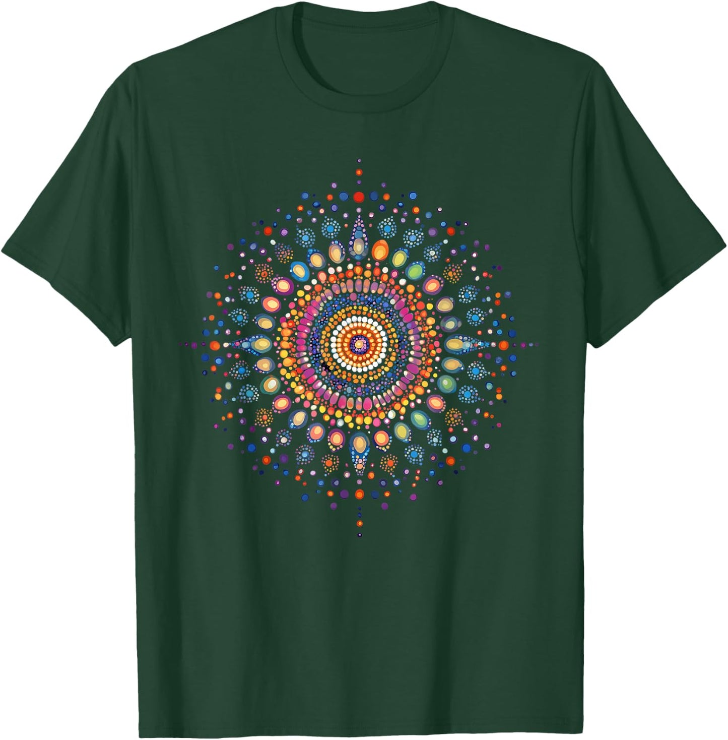 Radiant Mandala 2024 Intricate Dot Art Design T-Shirt - T-Shirt | Forest
