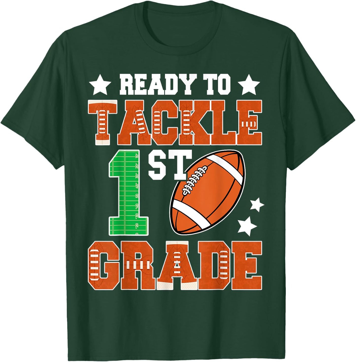 Ready To Tackle First Grade Back To School Football Kids T-Shirt - T-Shirt | Forest
