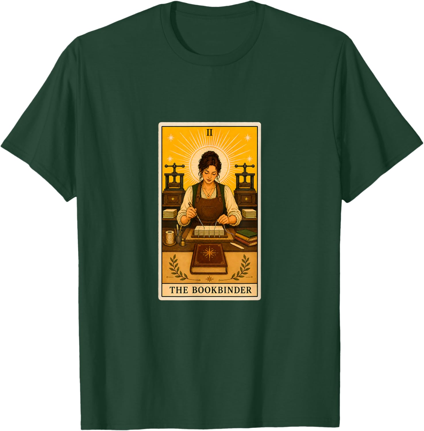 The Bookbinder Tarot | Book Repair T-Shirt - T-Shirt | Forest