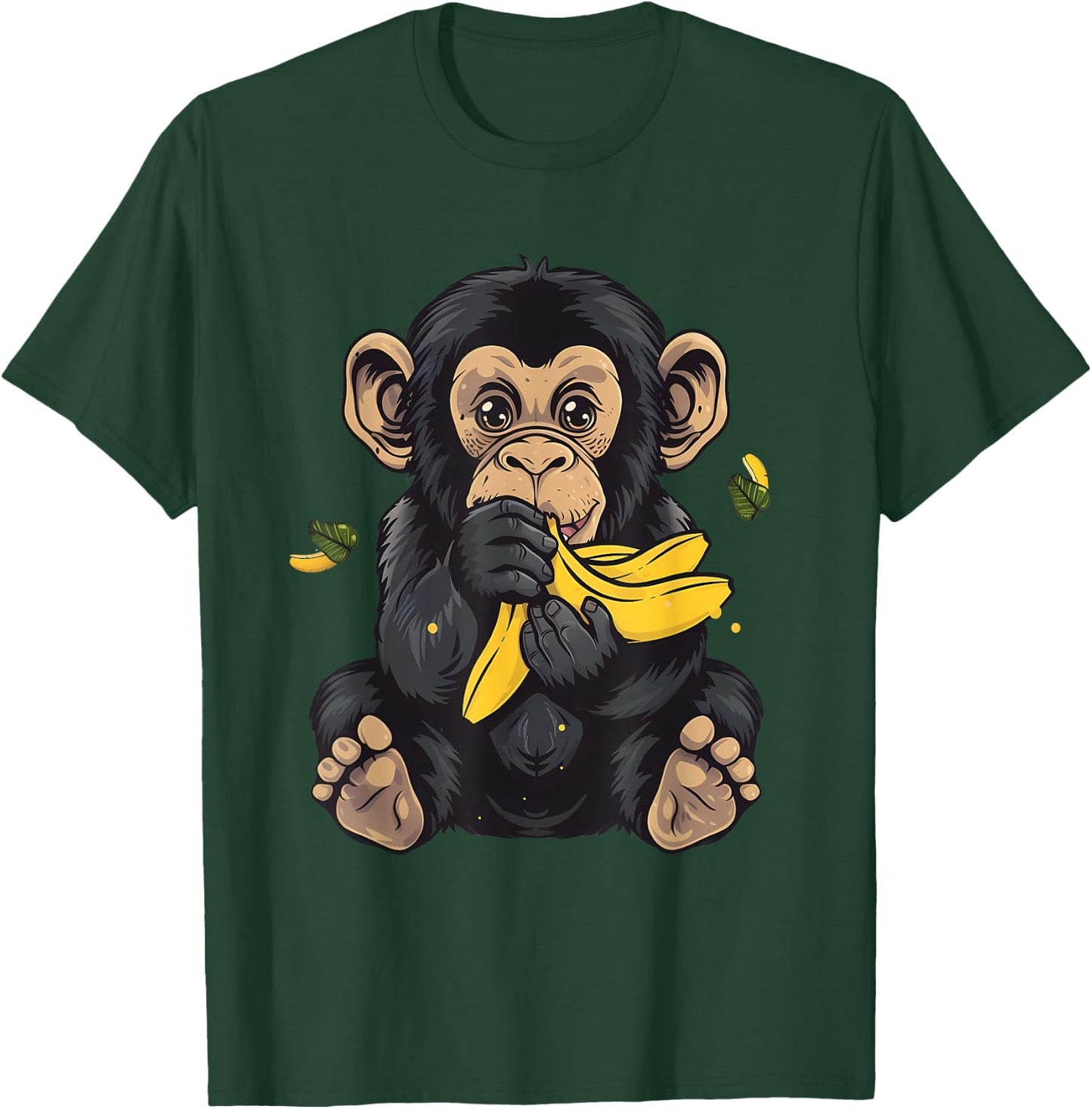 Banana Monkey Bananas Fruit Cute Monkey Wildlife Drawing T-Shirt - T-Shirt | Forest