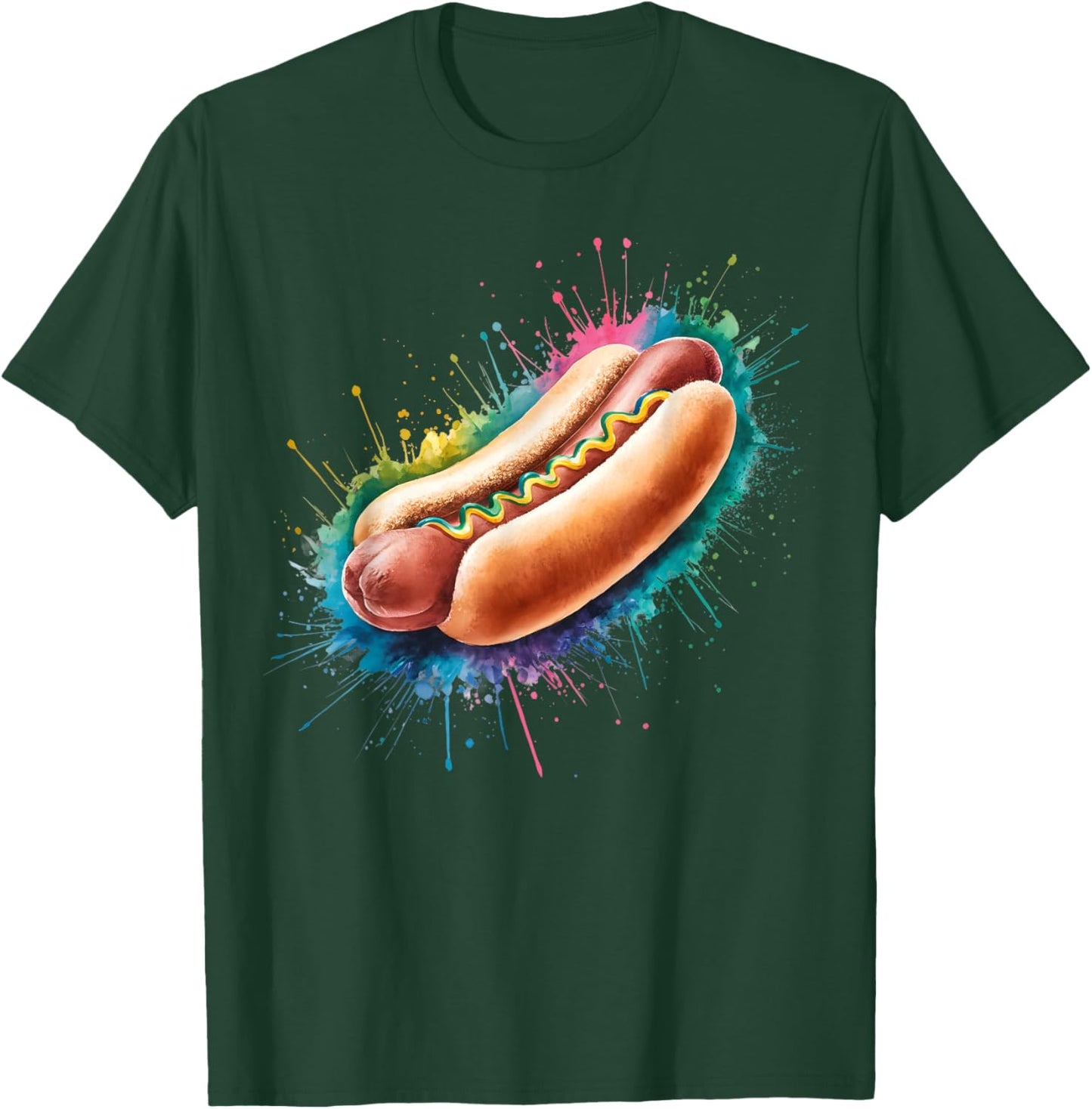 Hot Dog Men Woman Colorful Watercolor Hot Dog T-Shirt - T-Shirt | Forest
