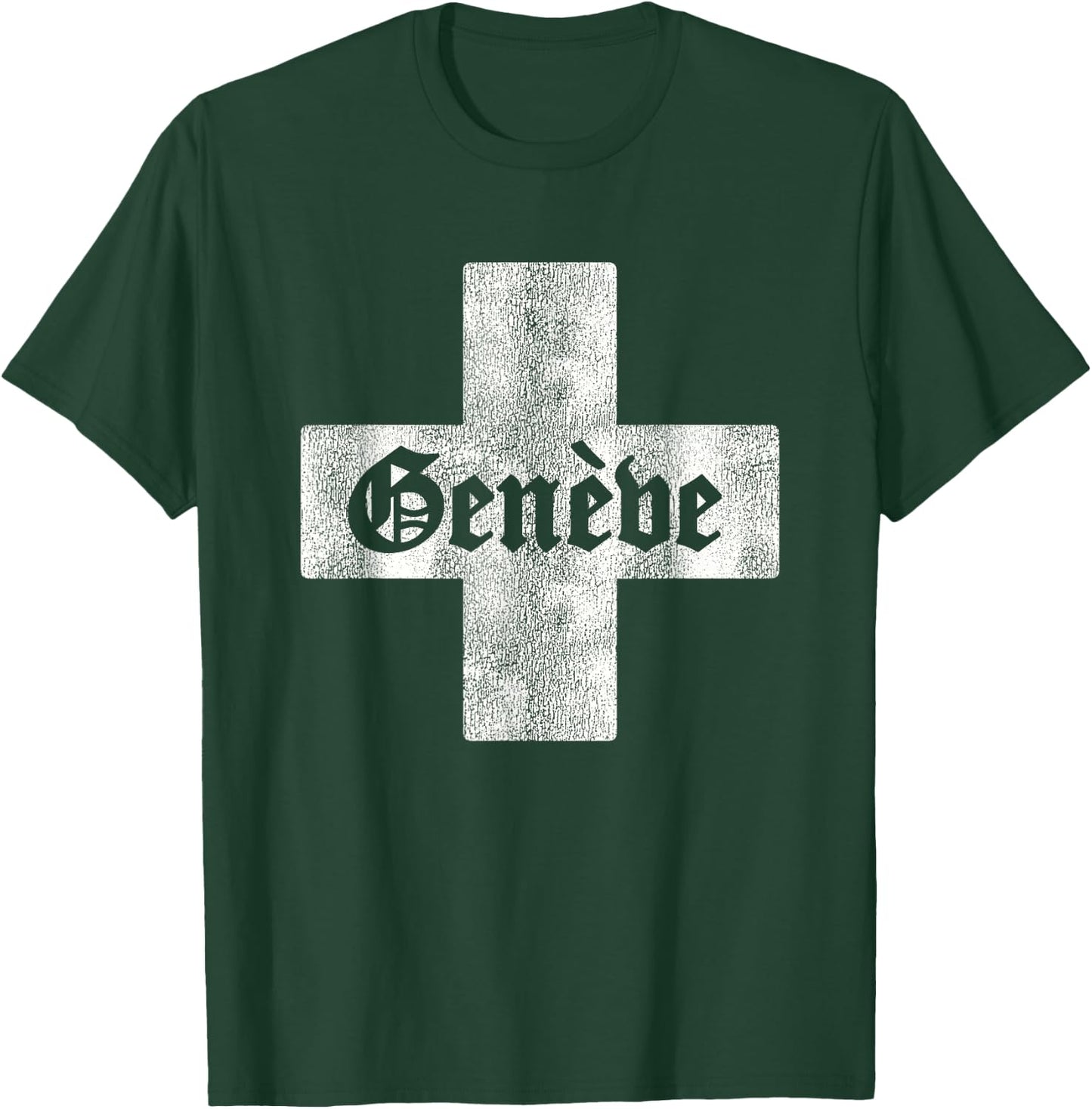 Retro Geneva Switzerland Souvenir Swiss Flag Men Women Kids T-Shirt - T-Shirt | Forest