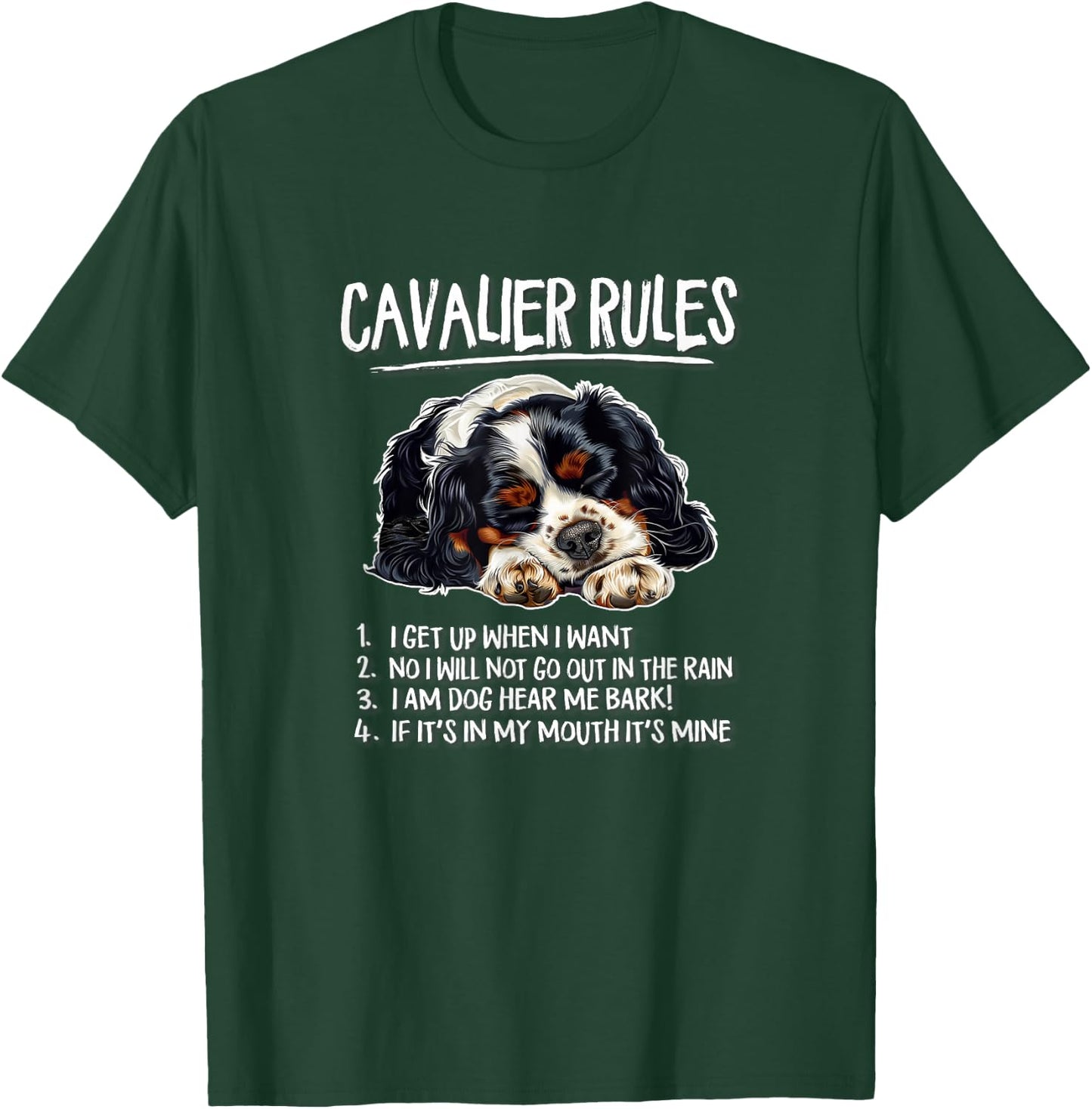 Nap Rules Tricolor Cavalier King Charles Spaniel Dog Lover T-Shirt - T-Shirt | Forest