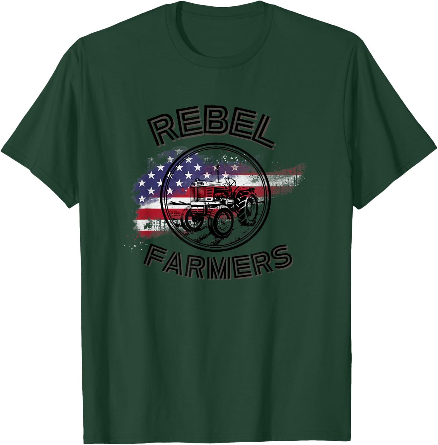 Rebel Farmers American Flag Women Men T-Shirt - T-Shirt | Forest