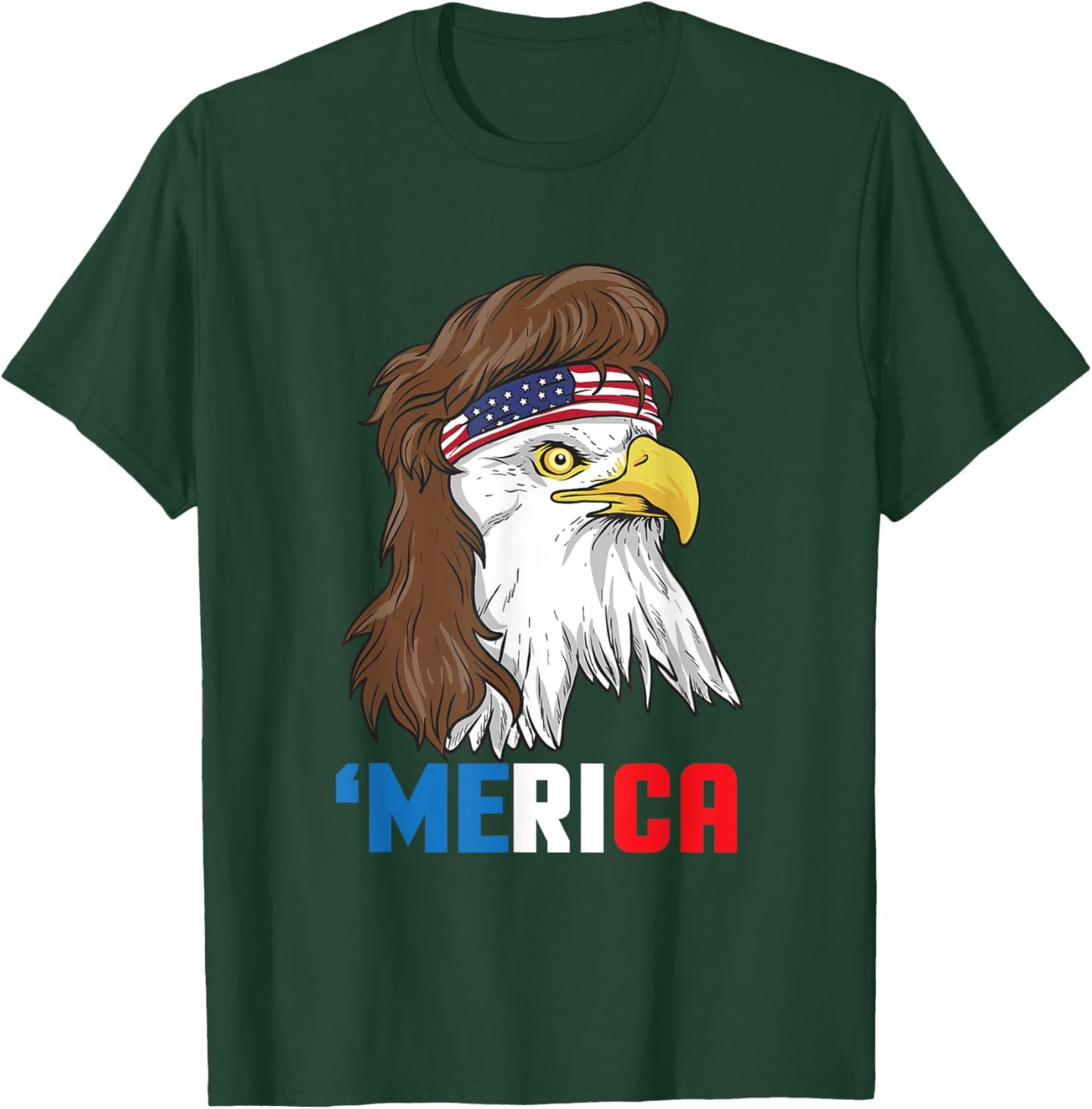 Merica Patriotic Mullet Eagle | Pride American Gift T-Shirt - T-Shirt | Forest