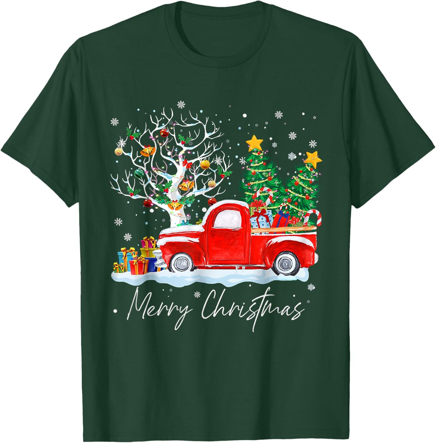 Merry Christmas 2024 Vintage Christmas Tree Pajama Family Xmas T-Shirt - T-Shirt | Forest