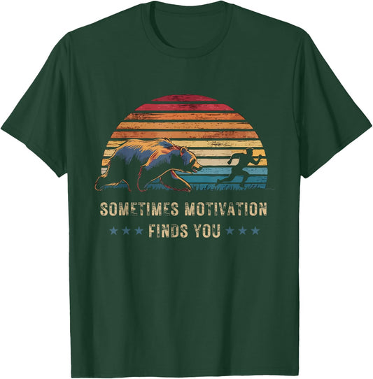 Sometimes Motivation Finds You Vintage Sunset Running T-Shirt - T-Shirt | Forest