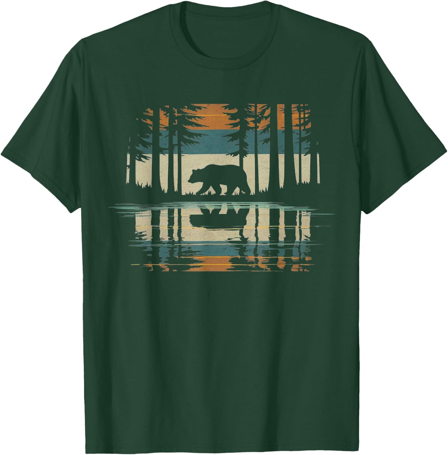 Trees Reflection Wild Forest Nature Animal Bear Outdoor T-Shirt - T-Shirt | Forest