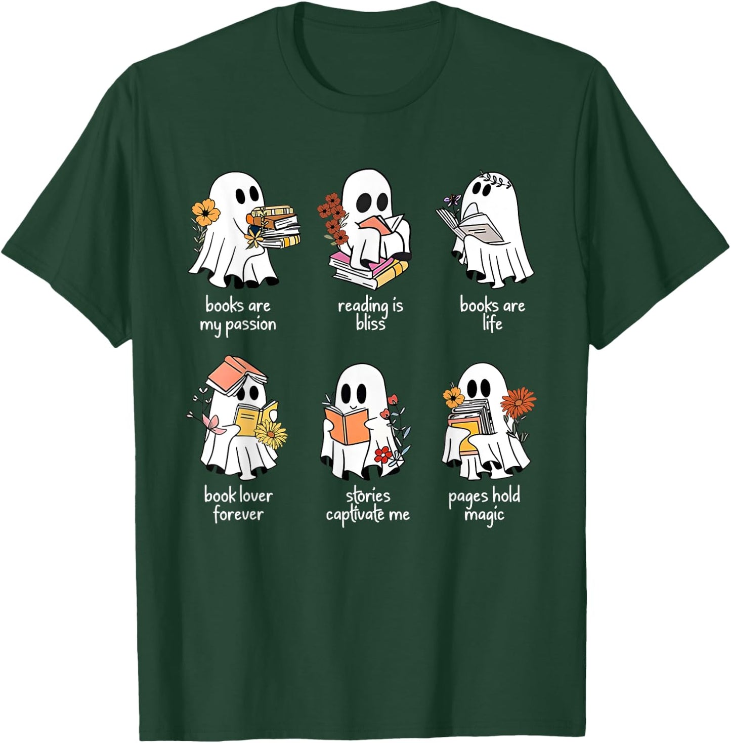 Halloween Books Are My Passion Ghost Reader Spooky Season T-Shirt - T-Shirt | Forest