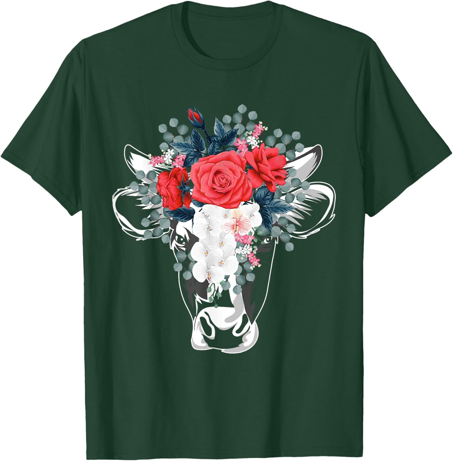 Farm Animal Nature Flower Gift Cow T-Shirt - T-Shirt | Forest