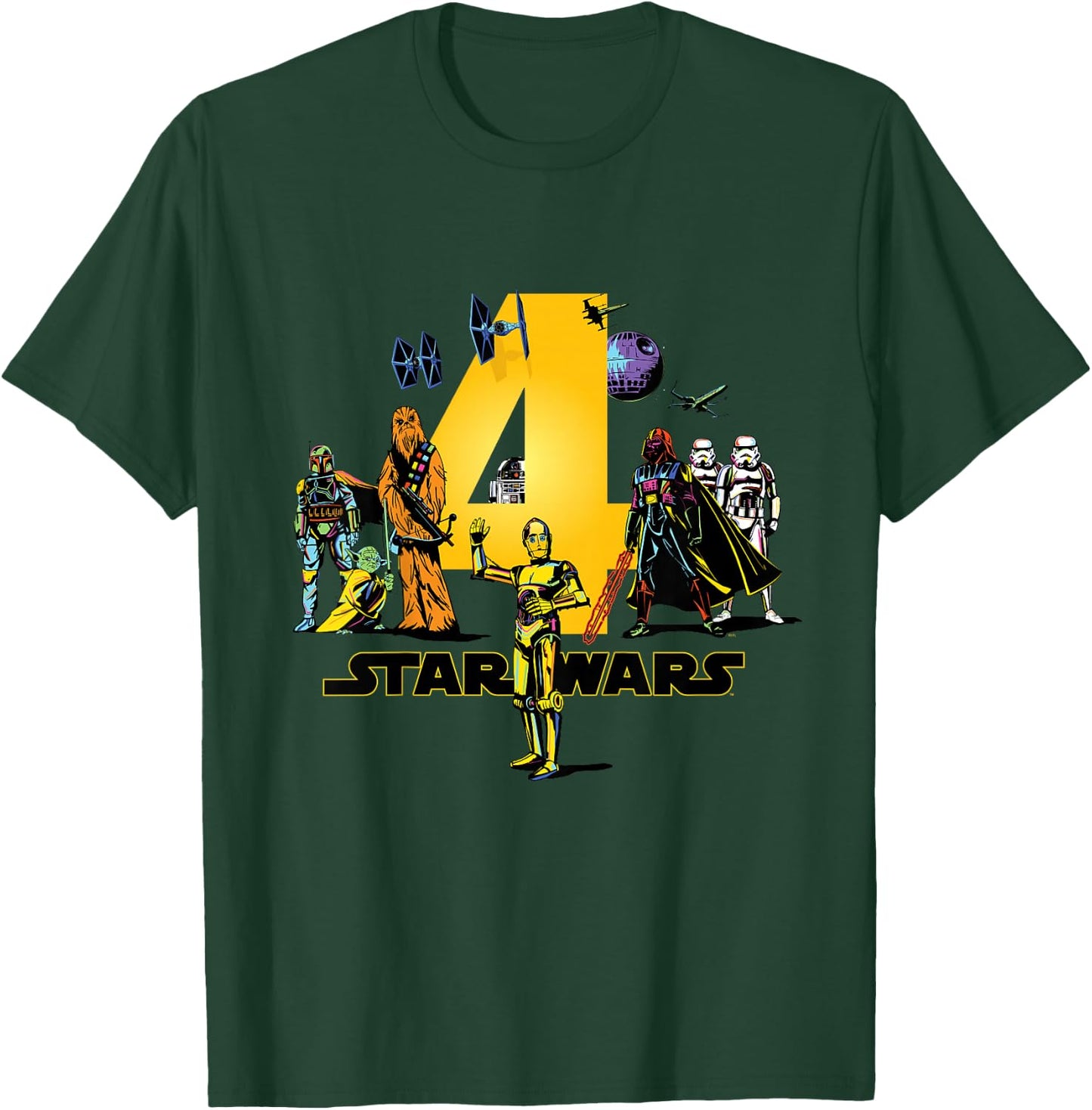 Star Wars Classic Characters Fourth Birthday 4 Years Old T-Shirt - T-Shirt | Forest
