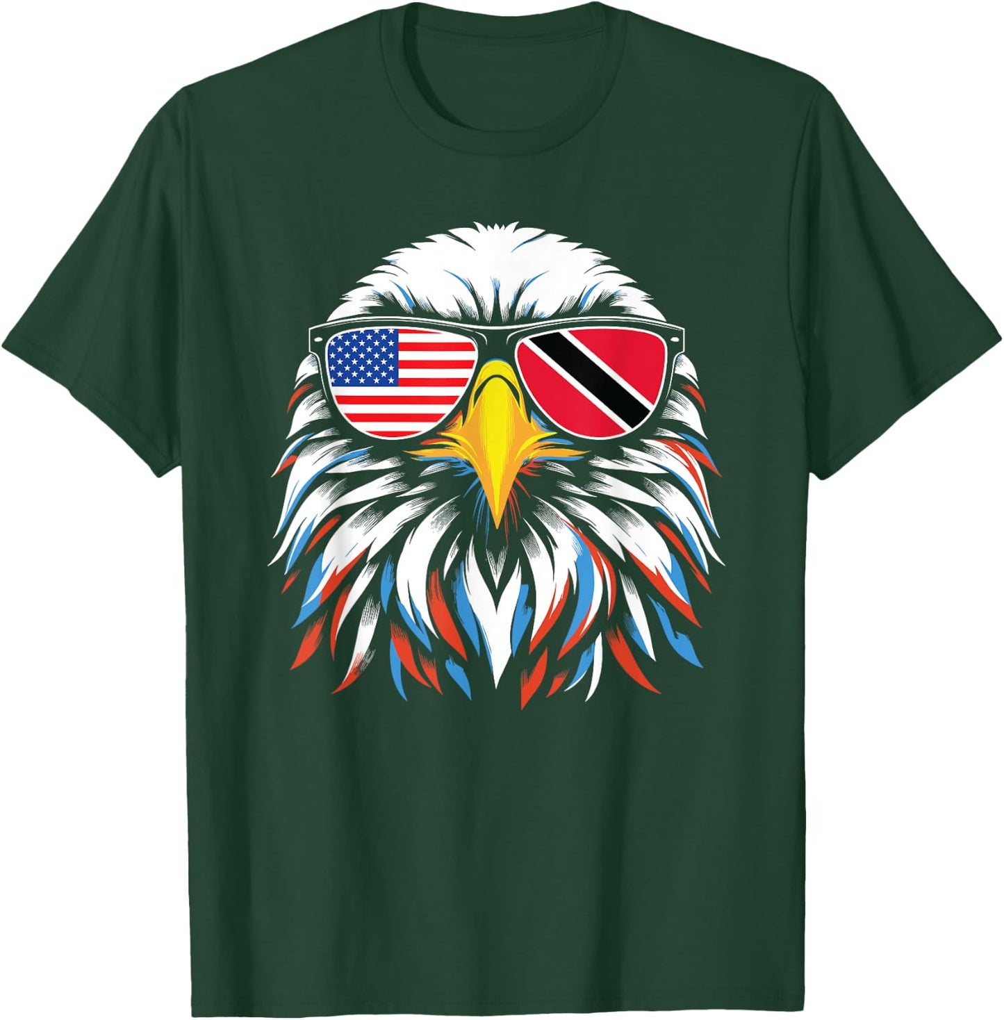 Half Trinidad and Tobago Half USA Flag Patriotic Eagle T-Shirt - T-Shirt | Forest