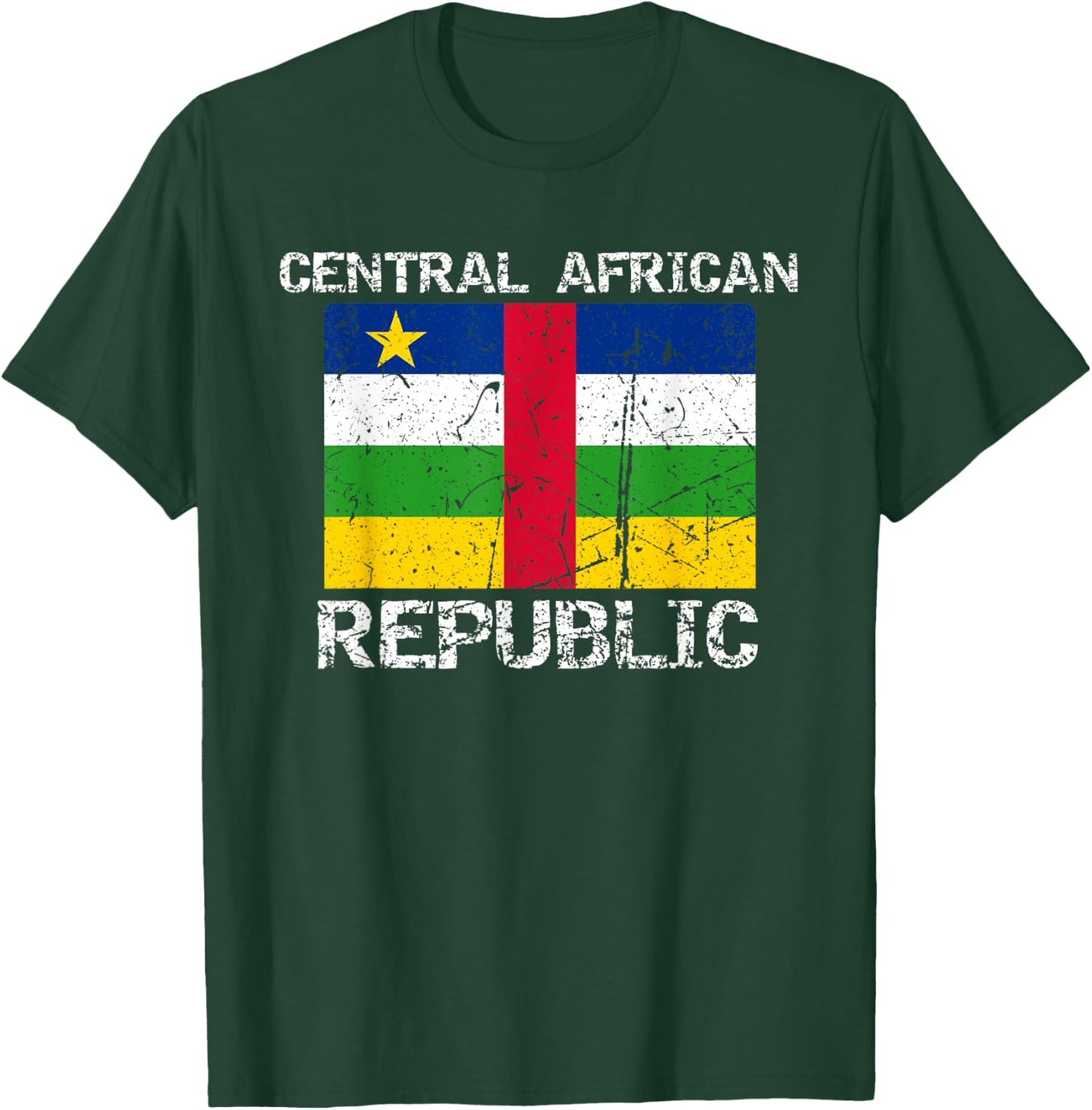 Central African Republic Flag Distressed African Men Women T-Shirt - T-Shirt | Forest