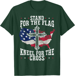 Stand For The Flag Kneel For The Cross Christian USA T-Shirt - T-Shirt | Forest