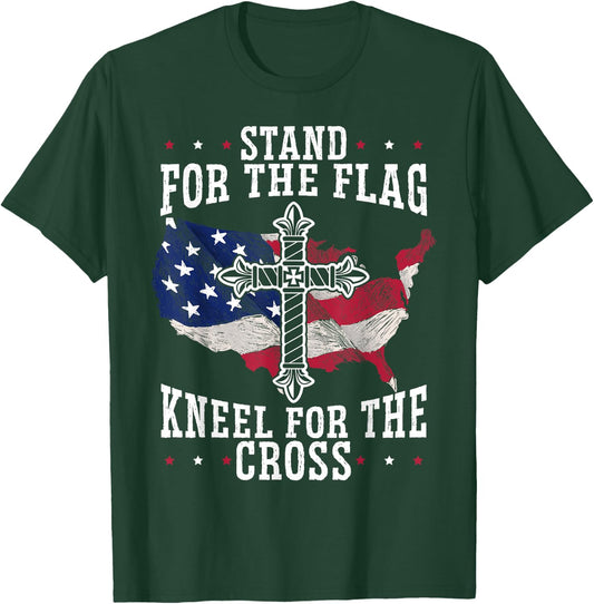 Stand For The Flag Kneel For The Cross Christian USA T-Shirt - T-Shirt | Forest