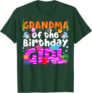 Grandma Under Sea Birthday Party Girl Ocean Sea Animal Theme T-Shirt - T-Shirt | Forest