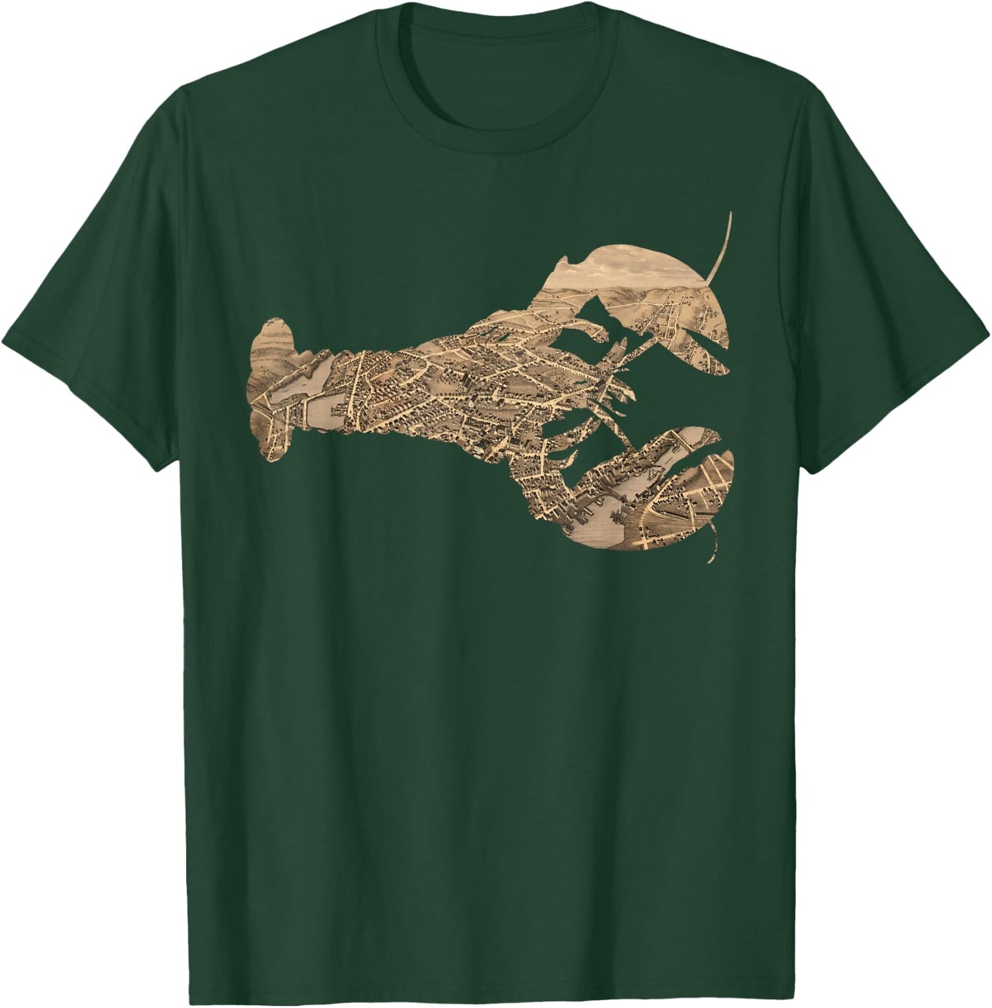 New London CT Lobster Map Silhouette T-Shirt - T-Shirt | Forest