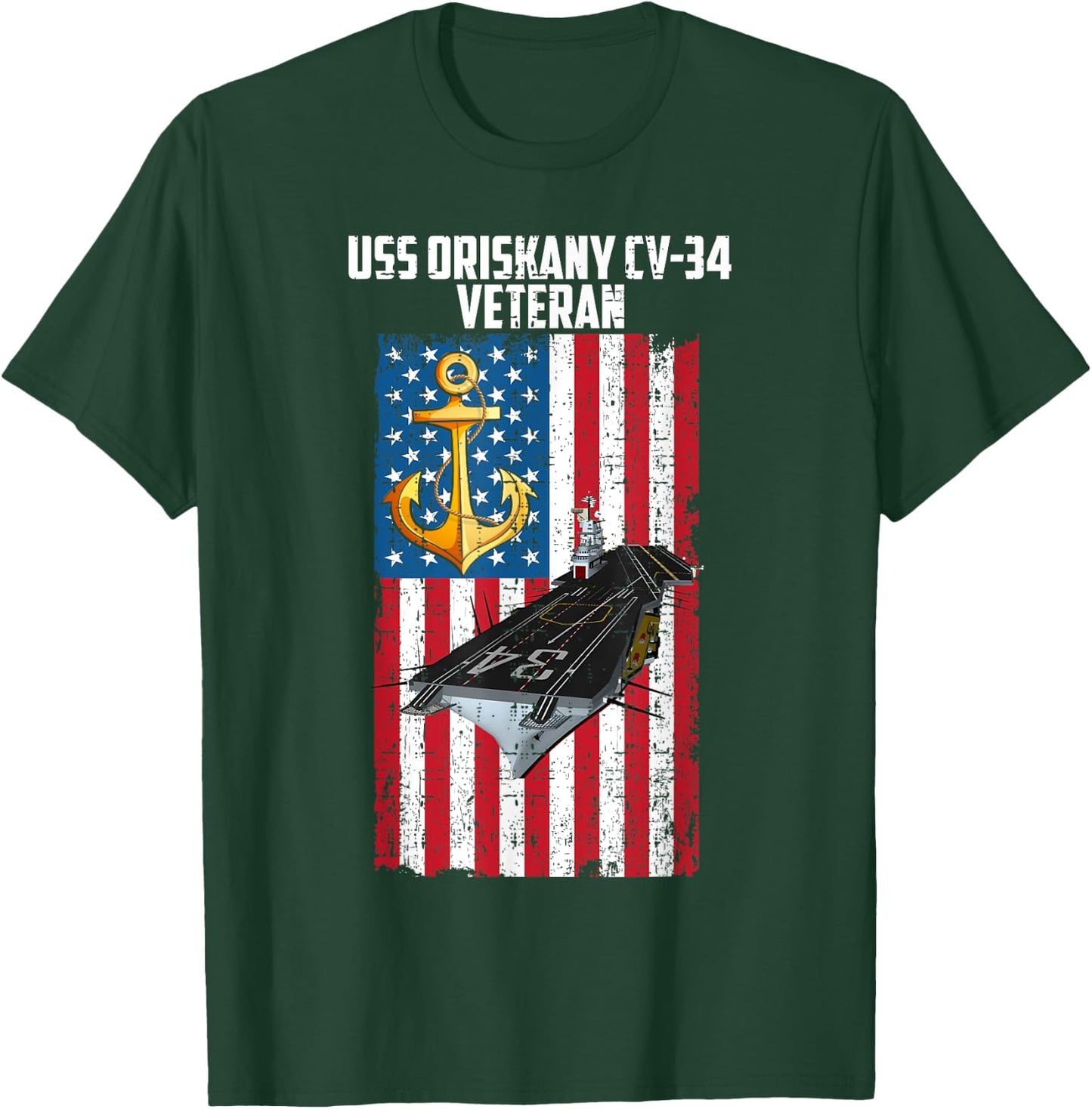 USS Oriskany CV-34 Aircraft Carrier Veteran Day Father's Day T-Shirt - T-Shirt | Forest
