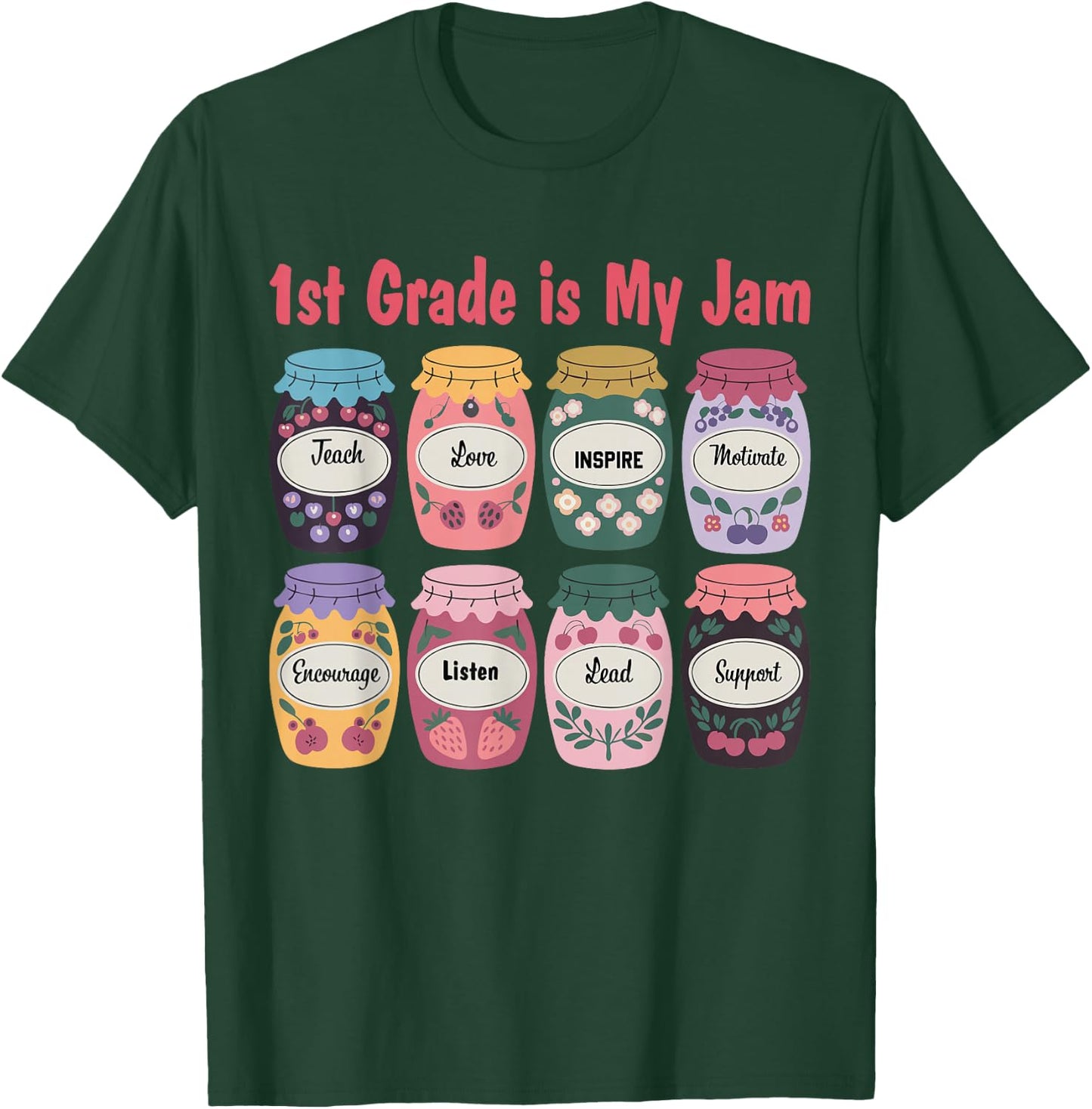 1st Grade Is My Jam Back To School Teacher Students Kids T-Shirt - T-Shirt | Forest