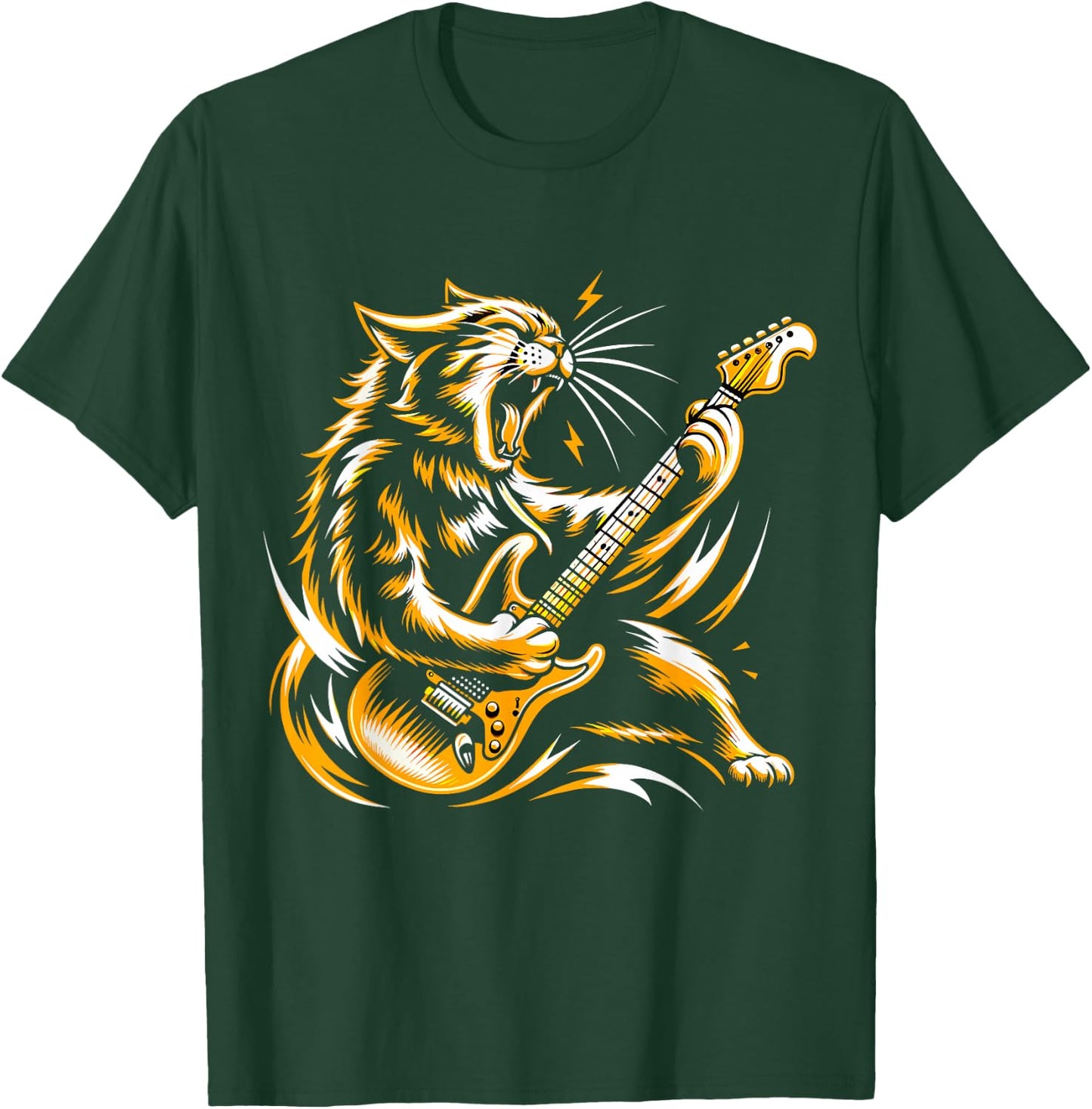 Rock and Roll Cat Electric Guitar T-Shirt - T-Shirt | Forest