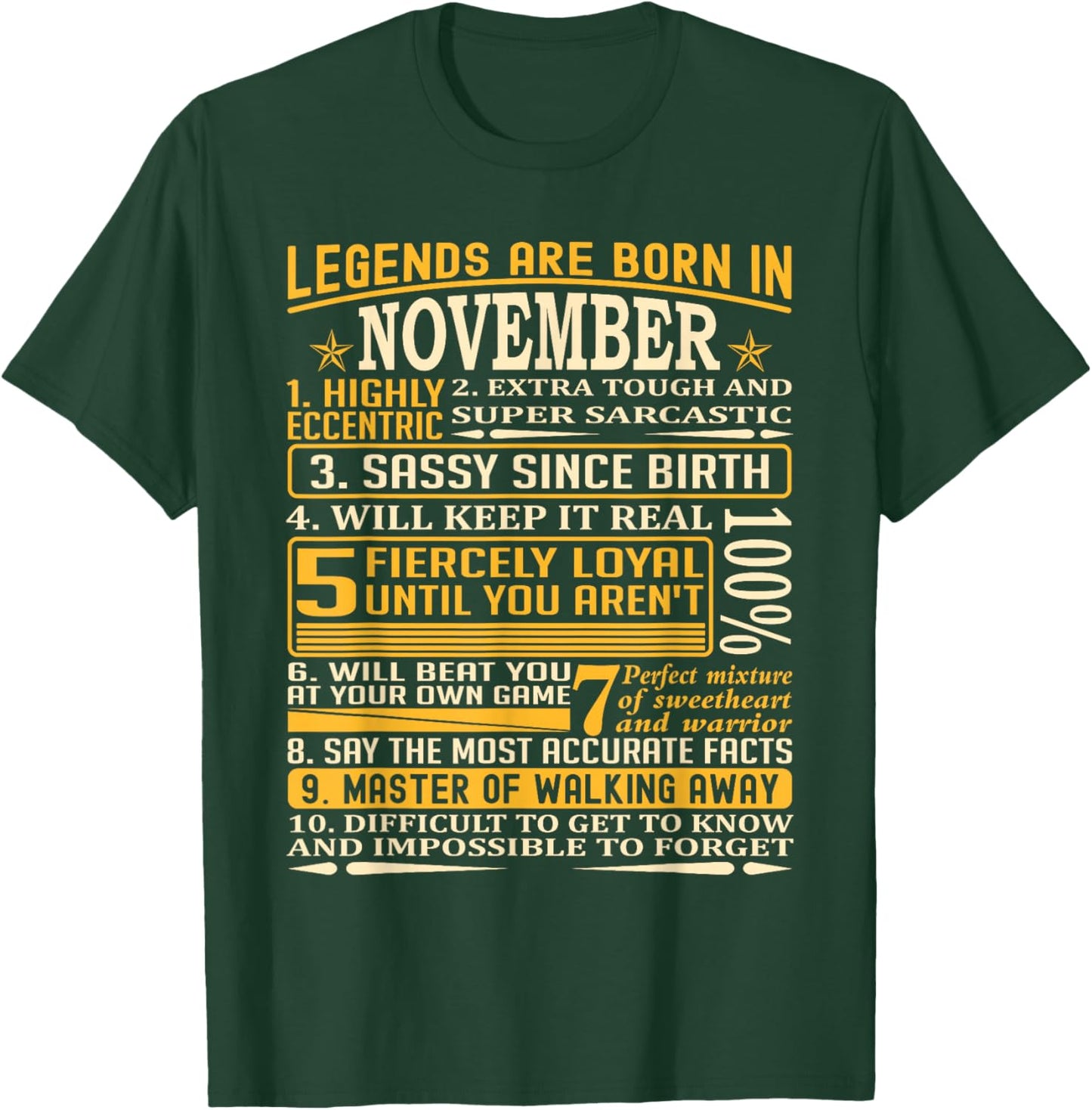 Legends Born in November facts T Shirt T-Shirt - T-Shirt | Forest
