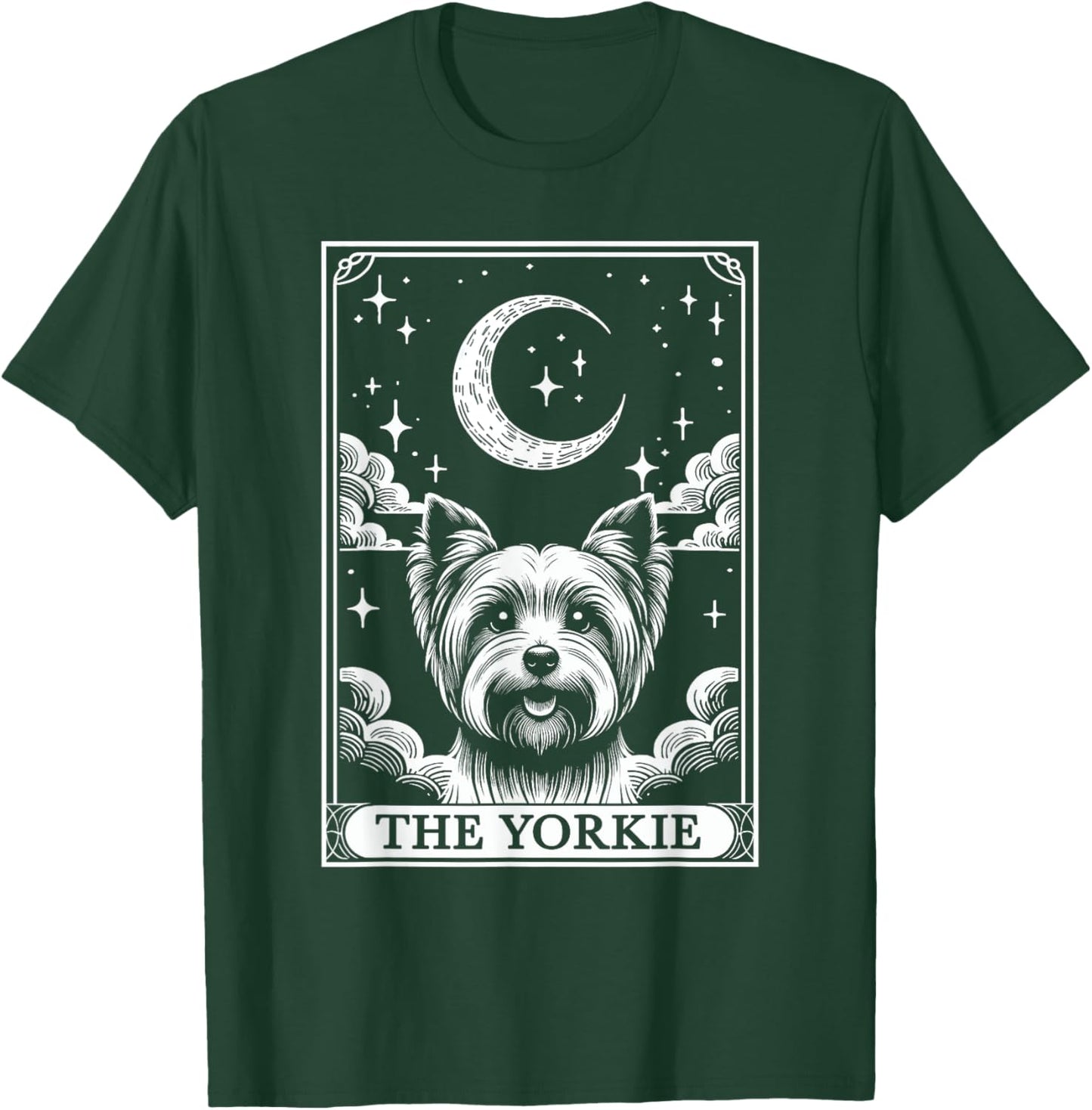 Tarot Card Vintage Crescent Moon Yorkshire Terrier Dog Mom T-Shirt - T-Shirt | Forest