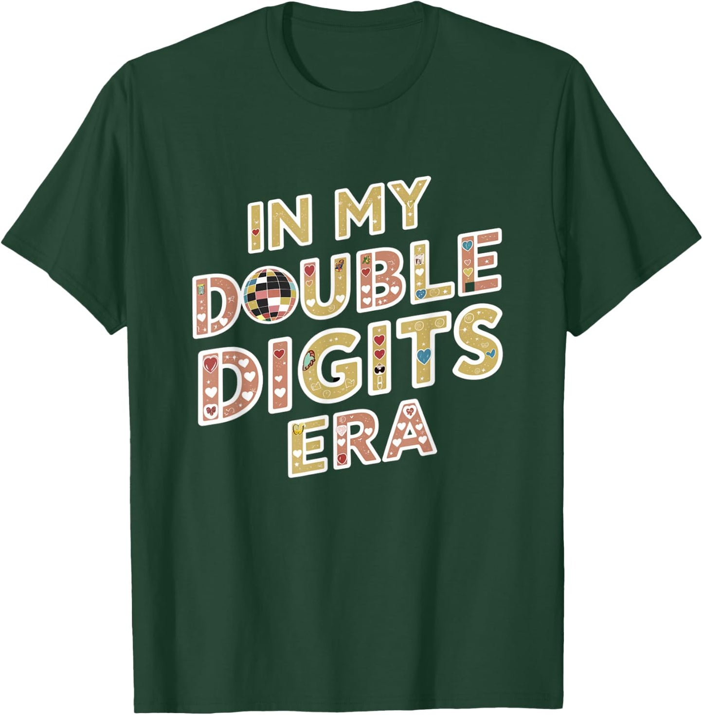 In My Double Digits Era 10th Birthday Retro 10 Year Old T-Shirt - T-Shirt | Forest