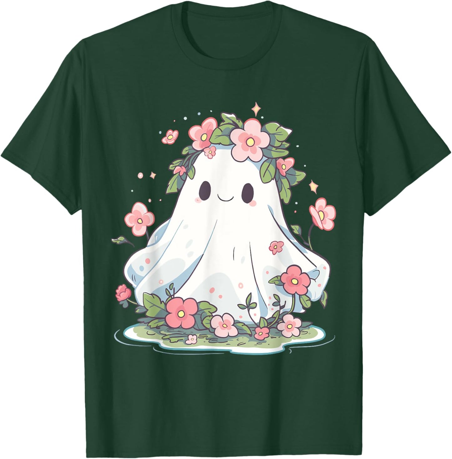 Halloween Ghost Flower Women Girls Halloween Costume T-Shirt - T-Shirt | Forest